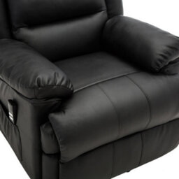 More4Homes Loxley Dual Motor Electric Riser Rise Recliner Bonded Leather Armchair Electric Lift Chair (Black) - thumbnail 6