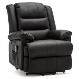 More4Homes Loxley Dual Motor Electric Riser Rise Recliner Bonded Leather Armchair Electric Lift Chair (Black) - thumbnail 2