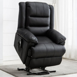 More4Homes Loxley Dual Motor Electric Riser Rise Recliner Bonded Leather Armchair Electric Lift Chair (Black) - thumbnail 1