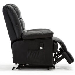 More4Homes Loxley Dual Motor Electric Riser Rise Recliner Bonded Leather Armchair Electric Lift Chair (Black) - thumbnail 3