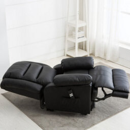 More4Homes Loxley Dual Motor Electric Riser Rise Recliner Bonded Leather Armchair Electric Lift Chair (Black) - thumbnail 9