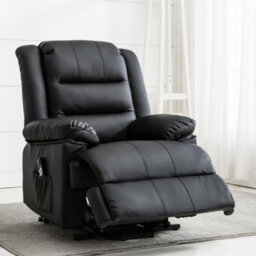 More4Homes Loxley Dual Motor Electric Riser Rise Recliner Bonded Leather Armchair Electric Lift Chair (Black) - thumbnail 8
