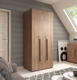 Arte Tulsa Grandson Oak Hinged Wardrobe With Hanging Rail - W900mm X H2040mm X D600mm - thumbnail 2