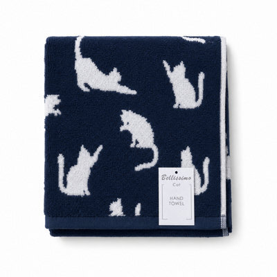 Bellissimo Home Navy Cat Design 2 Pack Cotton Hand Towels - image 1