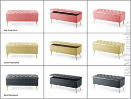 137Cm Amara Chesterfield Ottoman Storage Bench - Plush Velvet Shoes Bench - Grey Upholstery Footstool Storage With Legs - thumbnail 6