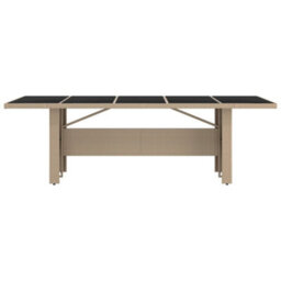 Berkfield Garden Table With Glass Top Beige Poly Rattan&tempered Glass - thumbnail 3