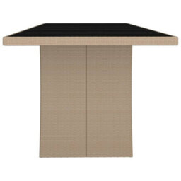 Berkfield Garden Table With Glass Top Beige Poly Rattan&tempered Glass - thumbnail 4