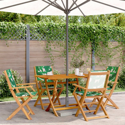 Berkfield Folding Garden Chairs 4 Pcs Green Fabric And Solid Wood - image 1
