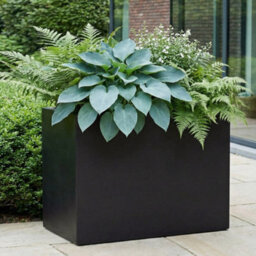 Idealist™ 60Cm Trough Garden Planter, Black Reinforced Stone Rectangular Planter, Outdoor Large Plant Pot H50 L60 W30 Cm, 91L - thumbnail 1
