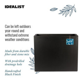 Idealist™ 60Cm Trough Garden Planter, Black Reinforced Stone Rectangular Planter, Outdoor Large Plant Pot H50 L60 W30 Cm, 91L - thumbnail 7