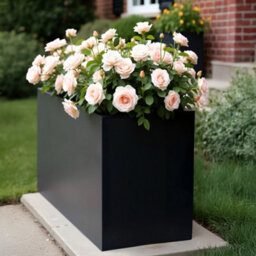 Idealist™ 60Cm Trough Garden Planter, Black Reinforced Stone Rectangular Planter, Outdoor Large Plant Pot H50 L60 W30 Cm, 91L - thumbnail 8