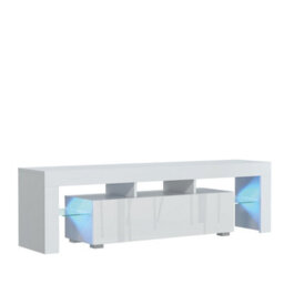 Creative Furniture Aria Tv Unit 160Cm - White With Gloss Doors And Led Lights - thumbnail 7