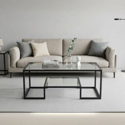 Alivio 2-Tier Storage Coffee Table With Metal Frame Design For Home & Office (Glass) - thumbnail 9