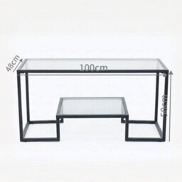 Alivio 2-Tier Storage Coffee Table With Metal Frame Design For Home & Office (Glass) - thumbnail 5