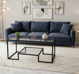 Alivio 2-Tier Storage Coffee Table With Metal Frame Design For Home & Office (Glass) - thumbnail 7