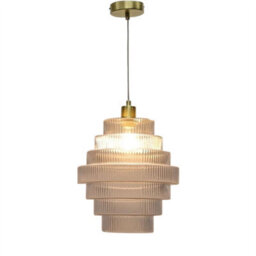 First Choice Lighting Set Of 2 Benson - Tiered Large Glass Satin Brass Ceiling Pendant Light - thumbnail 3