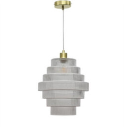 First Choice Lighting Set Of 2 Benson - Tiered Large Glass Satin Brass Ceiling Pendant Light - thumbnail 2