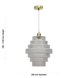 First Choice Lighting Set Of 2 Benson - Tiered Large Glass Satin Brass Ceiling Pendant Light - thumbnail 6