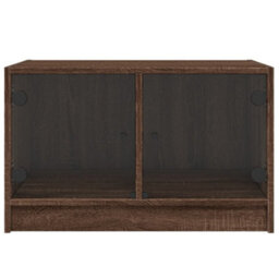 Berkfield Coffee Table With Glass Doors Brown Oak 68X50X42 Cm - thumbnail 6
