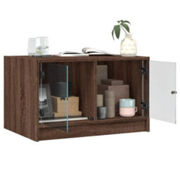 Berkfield Coffee Table With Glass Doors Brown Oak 68X50X42 Cm - thumbnail 5