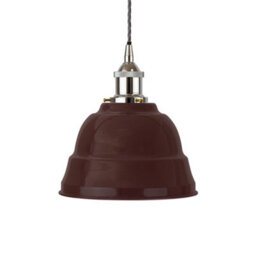 Burgundy Red Lincoln Painted Dome Pendant Light With Nickel Lamp Holder And Grey Twisted Cable - Se Home - thumbnail 1