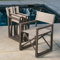 Xample Sunvilla Anchor 9-Piece Sling Dining Set 8 Foldable Chairs, Permastone Table, Rust-Resistant Aluminium, Quick-Dry Fabric + Cover - thumbnail 4