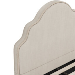 Modernluxe 3Ft Single Bed, 90 X 190 Cm, Scalloped Upholstered Kids Bed - Princess Style Bed With Curved Headboard, Beige, Linen - thumbnail 9