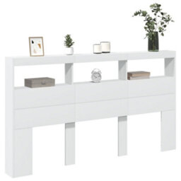 Berkfield Headboard Cabinet With Led White 180X17X102 Cm - thumbnail 5