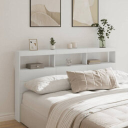 Berkfield Headboard Cabinet With Led White 180X17X102 Cm - thumbnail 1