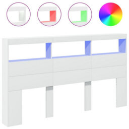 Berkfield Headboard Cabinet With Led White 180X17X102 Cm - thumbnail 2