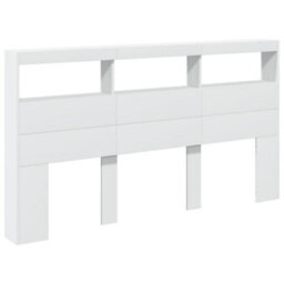 Berkfield Headboard Cabinet With Led White 180X17X102 Cm - thumbnail 3
