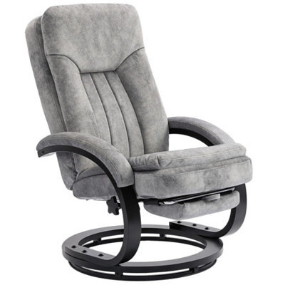 Upholstered Swivel Recliner Chair With Footrest For Living Room, Grey - image 1