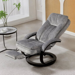 Upholstered Swivel Recliner Chair With Footrest For Living Room, Grey - thumbnail 6