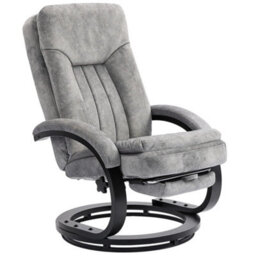 Upholstered Swivel Recliner Chair With Footrest For Living Room, Grey - thumbnail 1