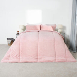 OHS Teddy Fleece Coverless Duvet 10.5 Tog Pillowcase, Blush - Double