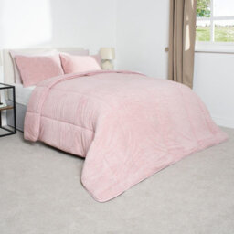 OHS Teddy Fleece Coverless Duvet 10.5 Tog Pillowcase, Blush - Double - thumbnail 2