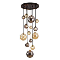 Luminosa Lighting Luminosa Dark 14 Light Cluster Pendant Ceiling Light Black, Brass, 2-Tone Crystal, G9 - Uk Stock - thumbnail 5
