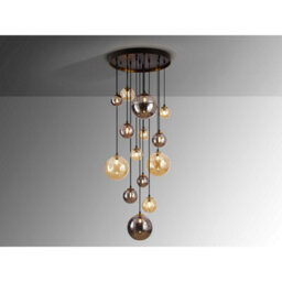 Luminosa Lighting Luminosa Dark 14 Light Cluster Pendant Ceiling Light Black, Brass, 2-Tone Crystal, G9 - Uk Stock - thumbnail 4