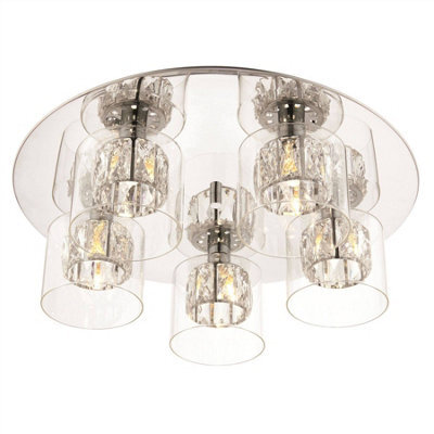 Luminosa Lighting Luminosa Verina 5 Light Flush Chrome, Glass, G9