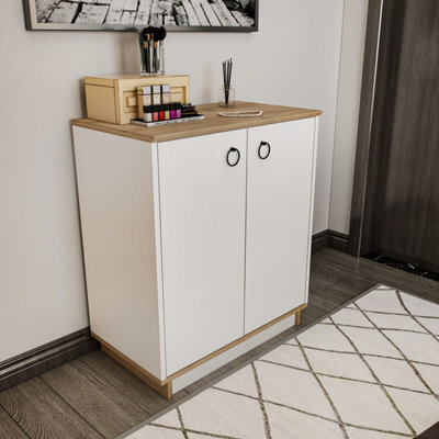 Decorotika Nuanse Door Cabinet Accent Chest White And Walnut - image 1