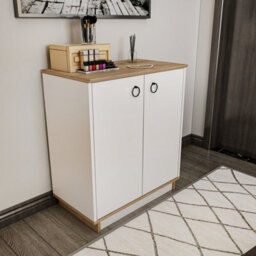 Decorotika Nuanse Door Cabinet Accent Chest White And Walnut - thumbnail 1