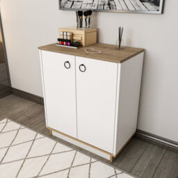 Decorotika Nuanse Door Cabinet Accent Chest White And Walnut - thumbnail 3