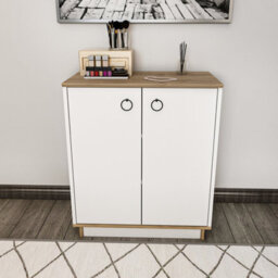 Decorotika Nuanse Door Cabinet Accent Chest White And Walnut - thumbnail 2