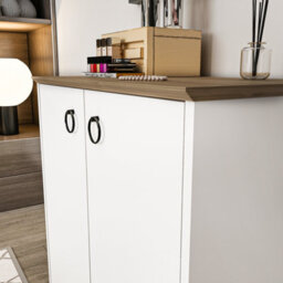 Decorotika Nuanse Door Cabinet Accent Chest White And Walnut - thumbnail 4