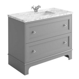 Plum&clay Beckett Light Grey Floor Standing Traditional Bathroom Vanity Unit & Basin (W)1000mm (H)850mm