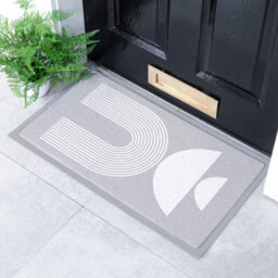 Native Natural Grey Half Moon Abstract Indoor & Outdoor Doormat - 70X40Cm - thumbnail 1