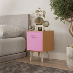 Urbn-Living Urbnliving 51Cm Height Beech Wooden Cube Storage Bookcase Light Pink Inserts Scandinavian Pine Legs