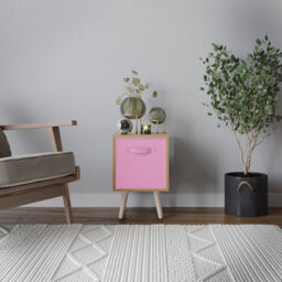 Urbn-Living Urbnliving 51Cm Height Beech Wooden Cube Storage Bookcase Light Pink Inserts Scandinavian Pine Legs - thumbnail 2