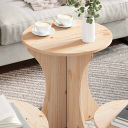 Berkfield Coffee Table 3 Pcs Natural Solid Pine Wood - thumbnail 4