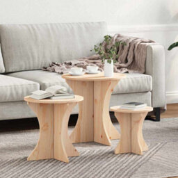 Berkfield Coffee Table 3 Pcs Natural Solid Pine Wood